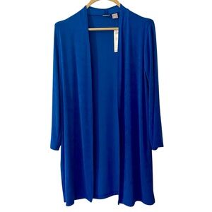 Chicos Travelers size 1 (small or medium) long jacket vibrant blue NWT $109